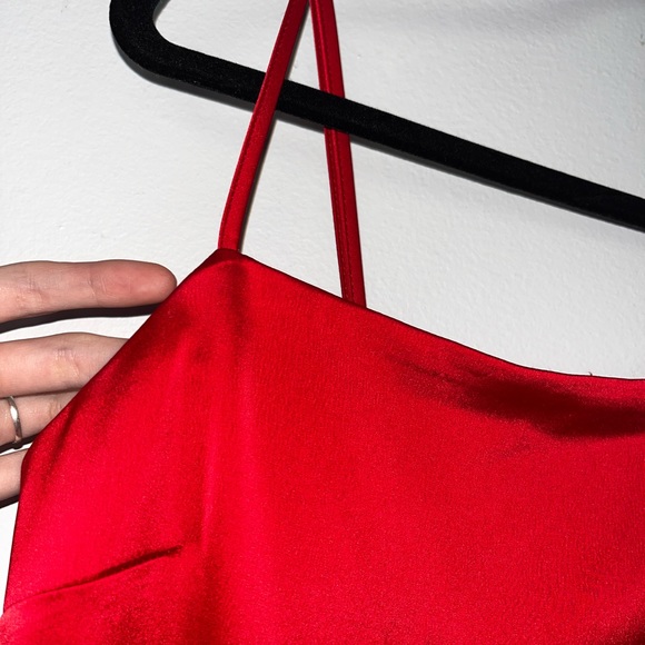 Red Satin Mini Dress - Picture 3 of 4